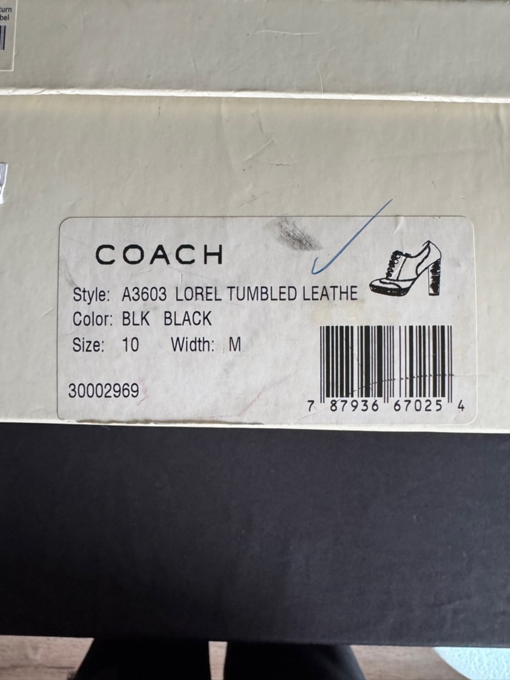 Coach Black Leather Wingtip Lace-Up Heels - Picture 8 of 8